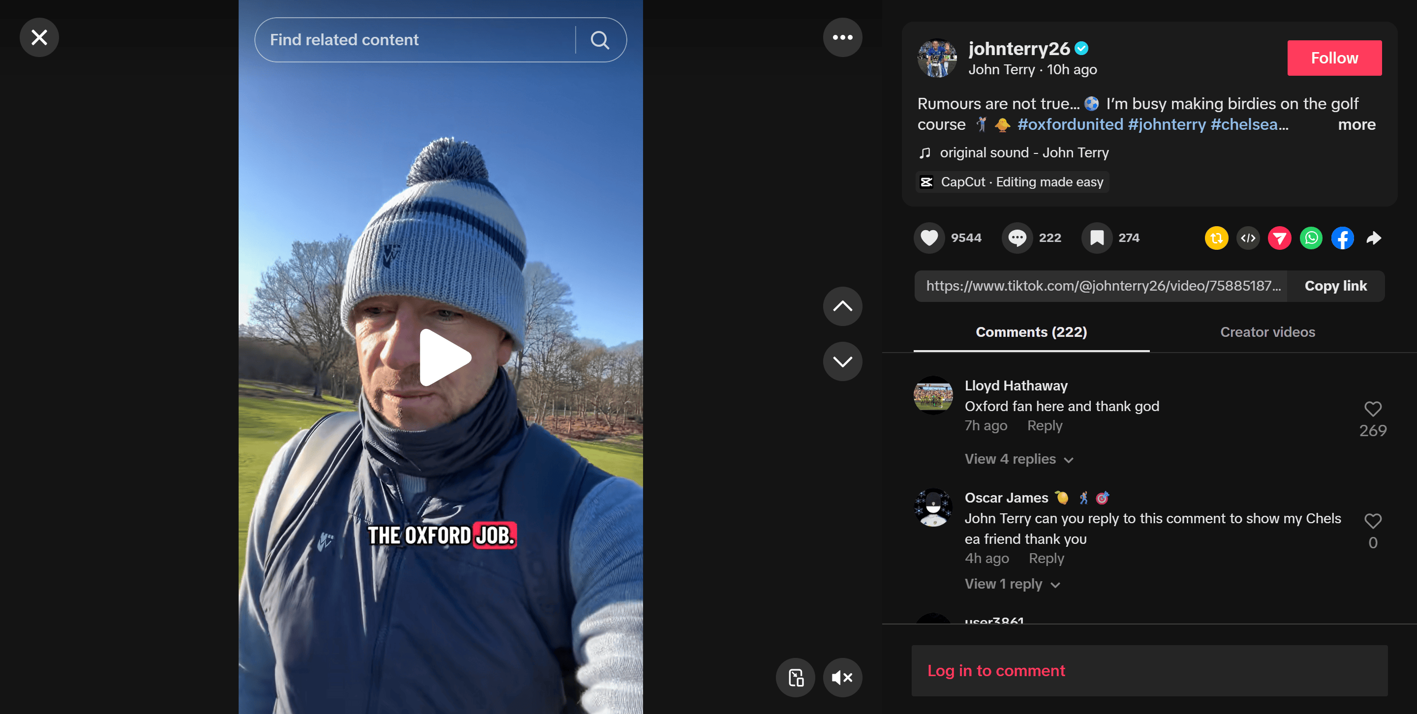 特里: 没有联系过牛津联;目前专注于切尔西青训