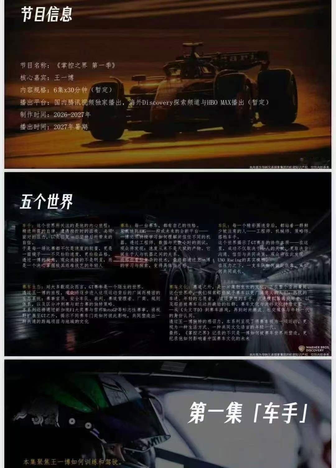 重磅！王一博新节目《掌控之界•第一季》，6集x30分钟。第一集《车手》！🏆