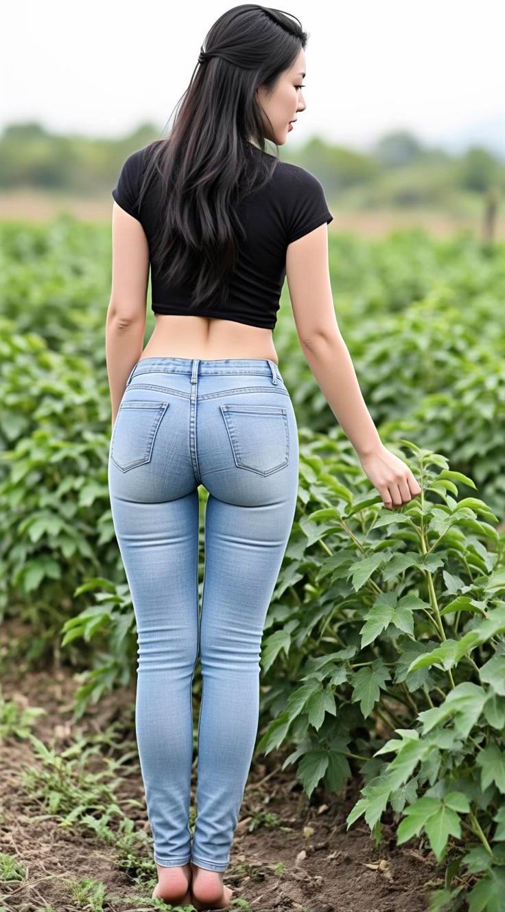 AI扩图 牛仔裤女神 情感共鸣 翘臀美臀 完美的身材
