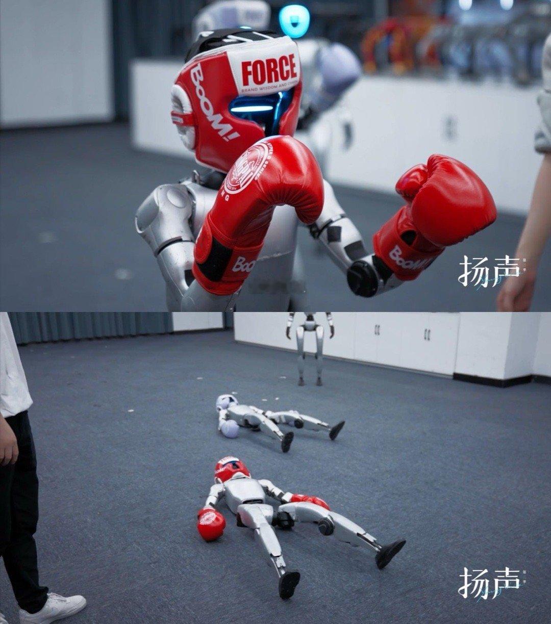 宇树机器人抗揍日常起猛了，在《纪录片扬声》里看上机器人格斗了！宇树机器人戴着护
