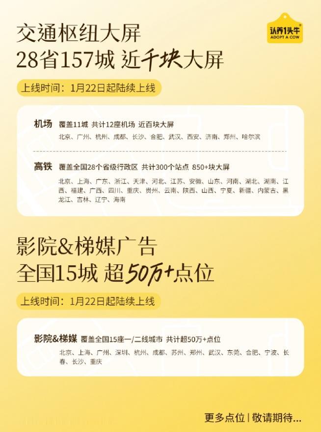 认养一头牛给赵丽颖的官宣排面很大！28个省，157座城市，上千块广告大屏同时官