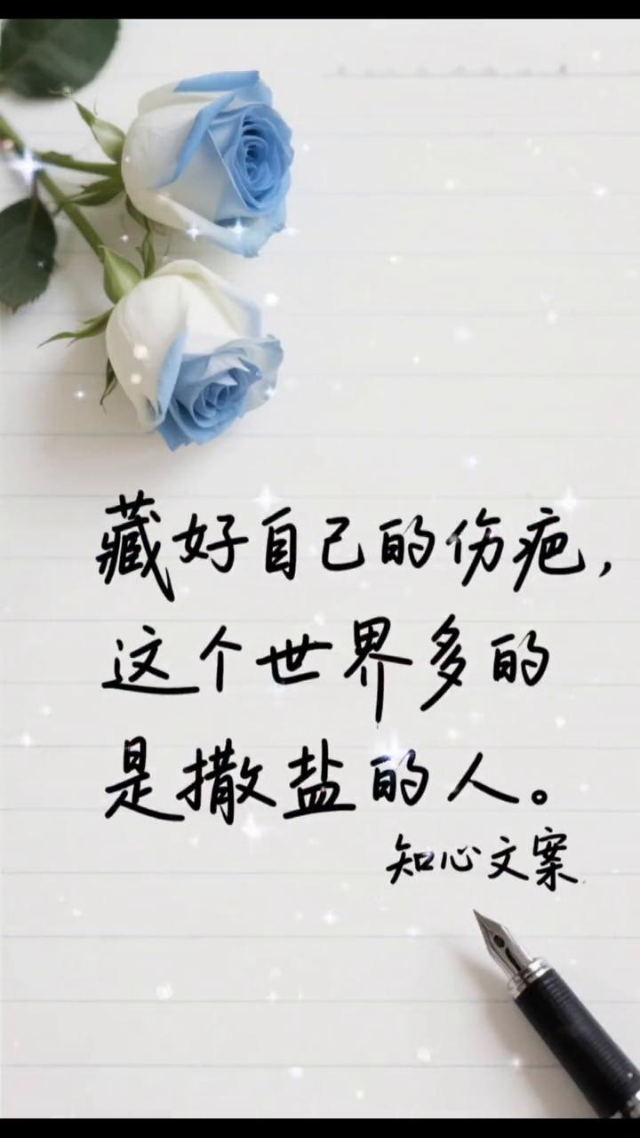 藏好自己的伤疤，这个世界多的是撒盐的人。知心文案。