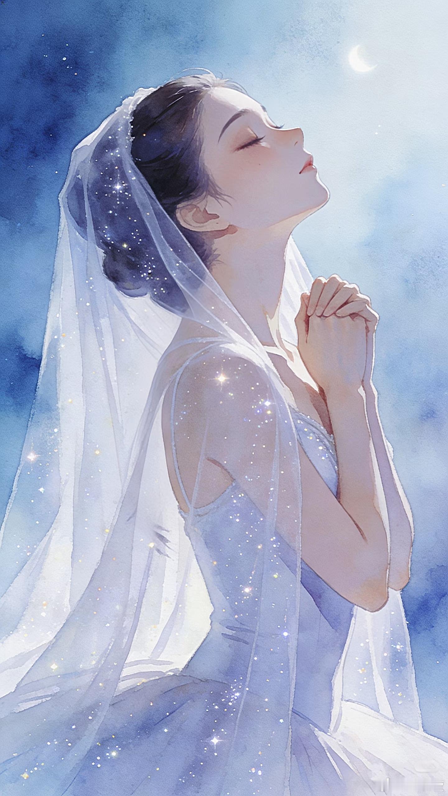 纱幔扬起时星星落进她睫毛🌌薄光吻过锁骨像把银河织成了裙摆原来每个女孩都