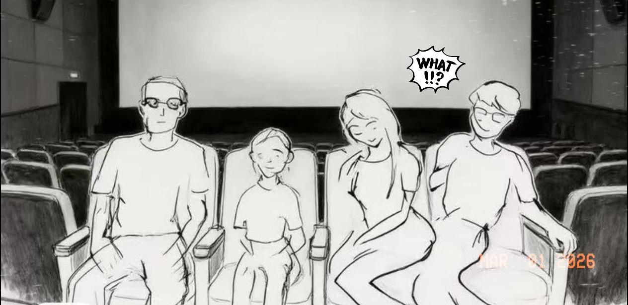 一场电影，活生生演成了一场闹剧。一个女的带着老公和三岁的儿子去看电影，居然还把