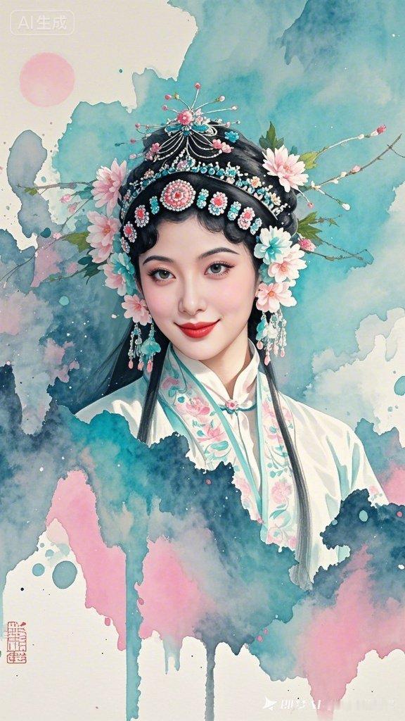 古典美人图鉴：水墨丹青，花冠点缀，韵味十足！