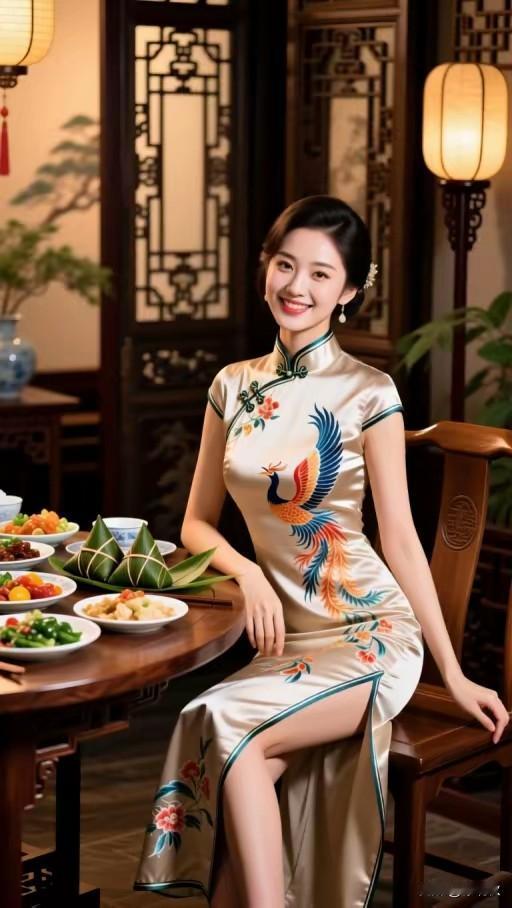 旗袍雅致，端午时光。秀色可餐，国色天香。
