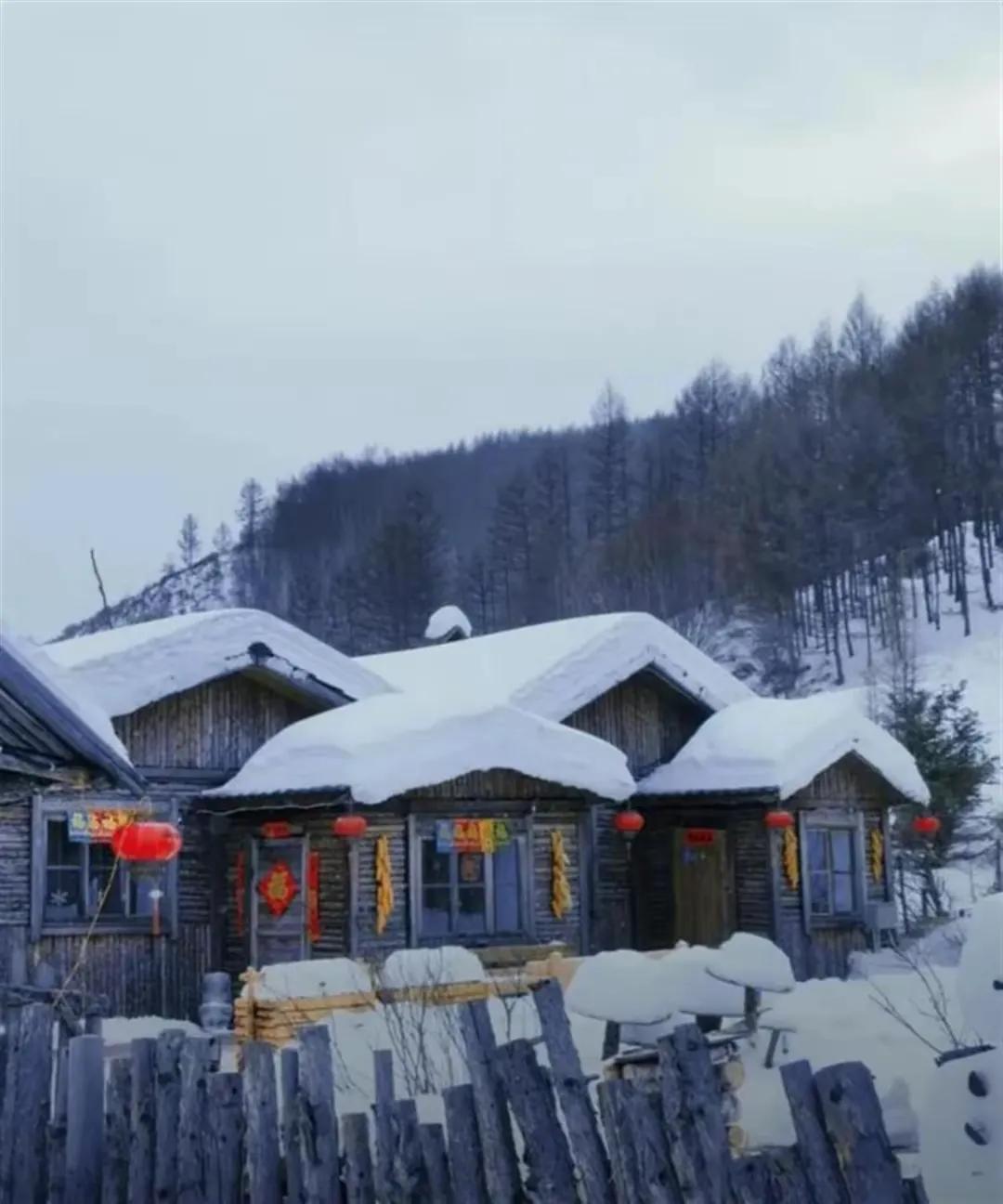 南宝山旅游区以“成都雪村”作为春节期间的网红打卡点，宣传图中展示了森林、大雪覆盖