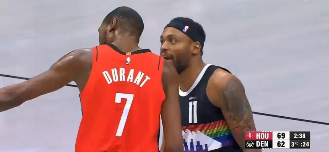 “玩得起就玩，玩不起就走。”KD一句话，把火药味直接拉满。火箭客场掀翻掘金