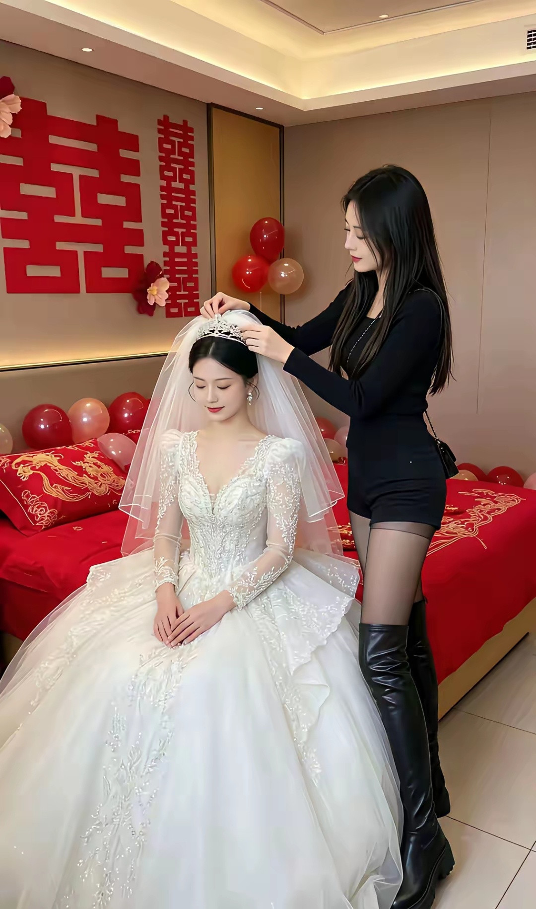 怎么感觉化妆师比新娘还好看。