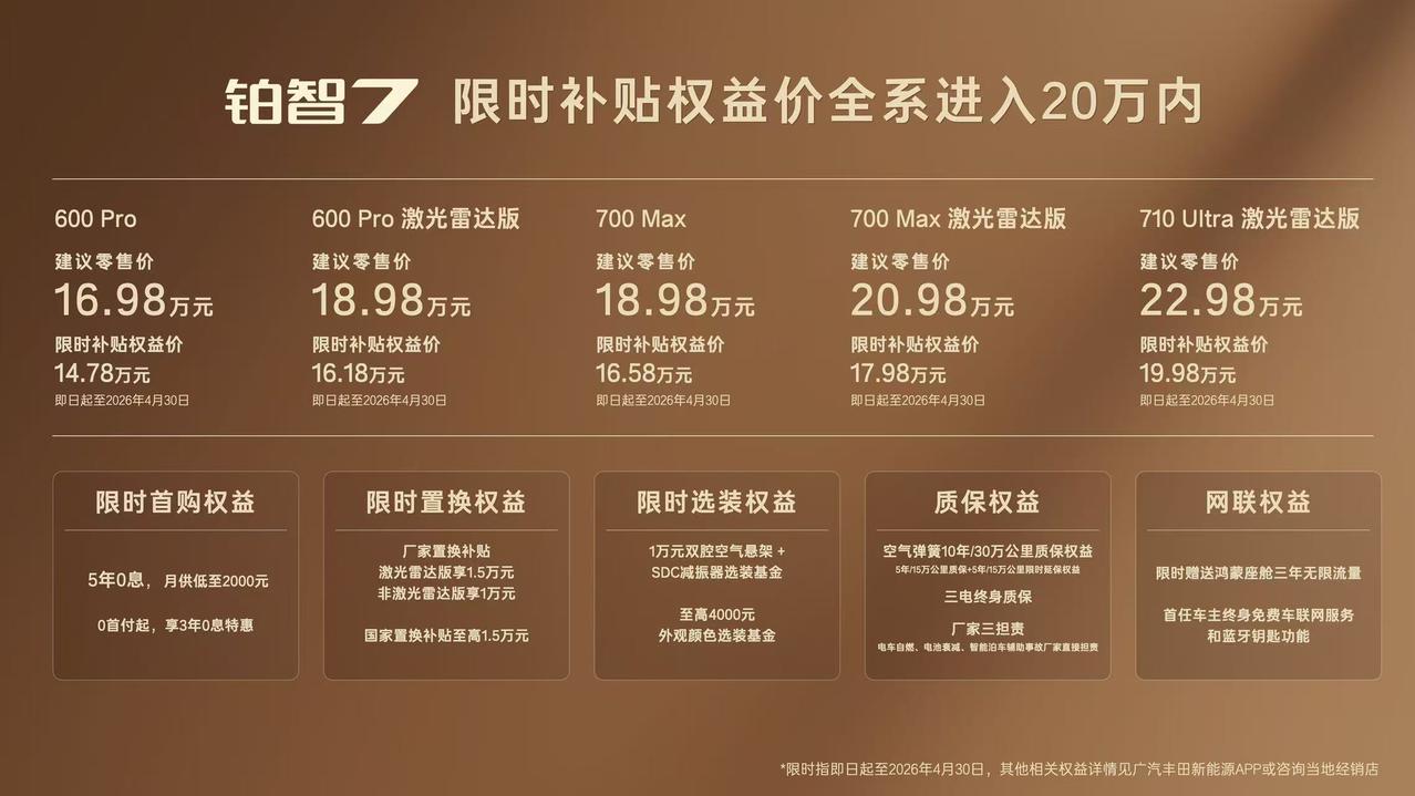 新能源时代的“凯美瑞”---广汽丰田铂智7正式上市了，限时补贴权益14.78万元