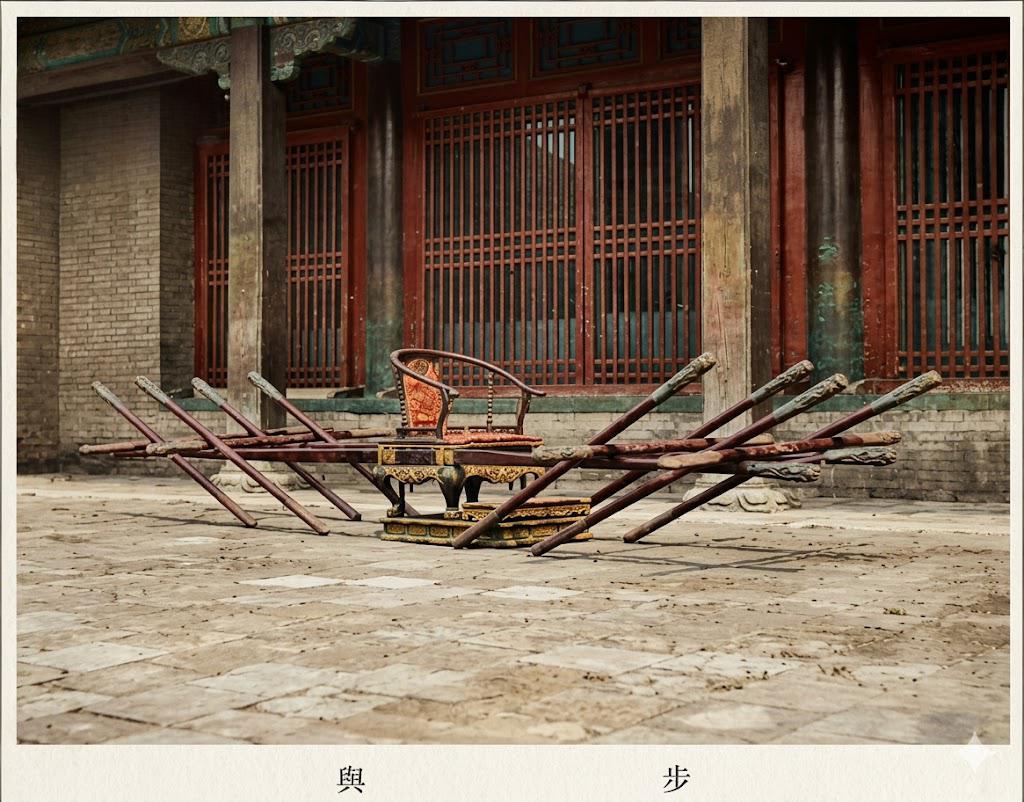 清代皇帝在宫中的“代步车”——步舆。这张老照片里的，正是清代帝后在皇城之内行走