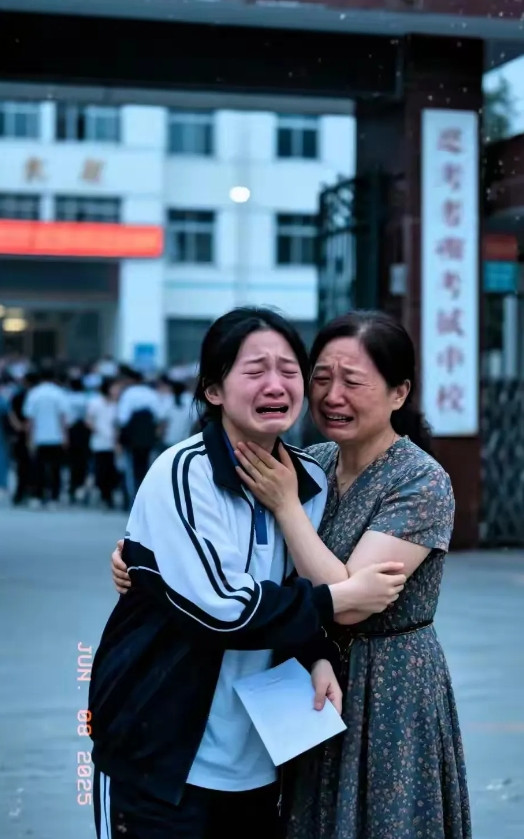 高考第二场数学考试完后，考场外一对母女抱在一起，哭的稀哩哗啦，让人心痛不已，细问