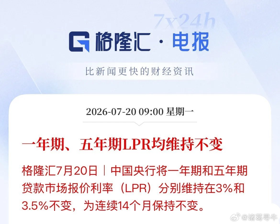 7月房贷利率维持不变！连续14个月房贷利率维持在3.5%这个标准了，降息遥遥无期