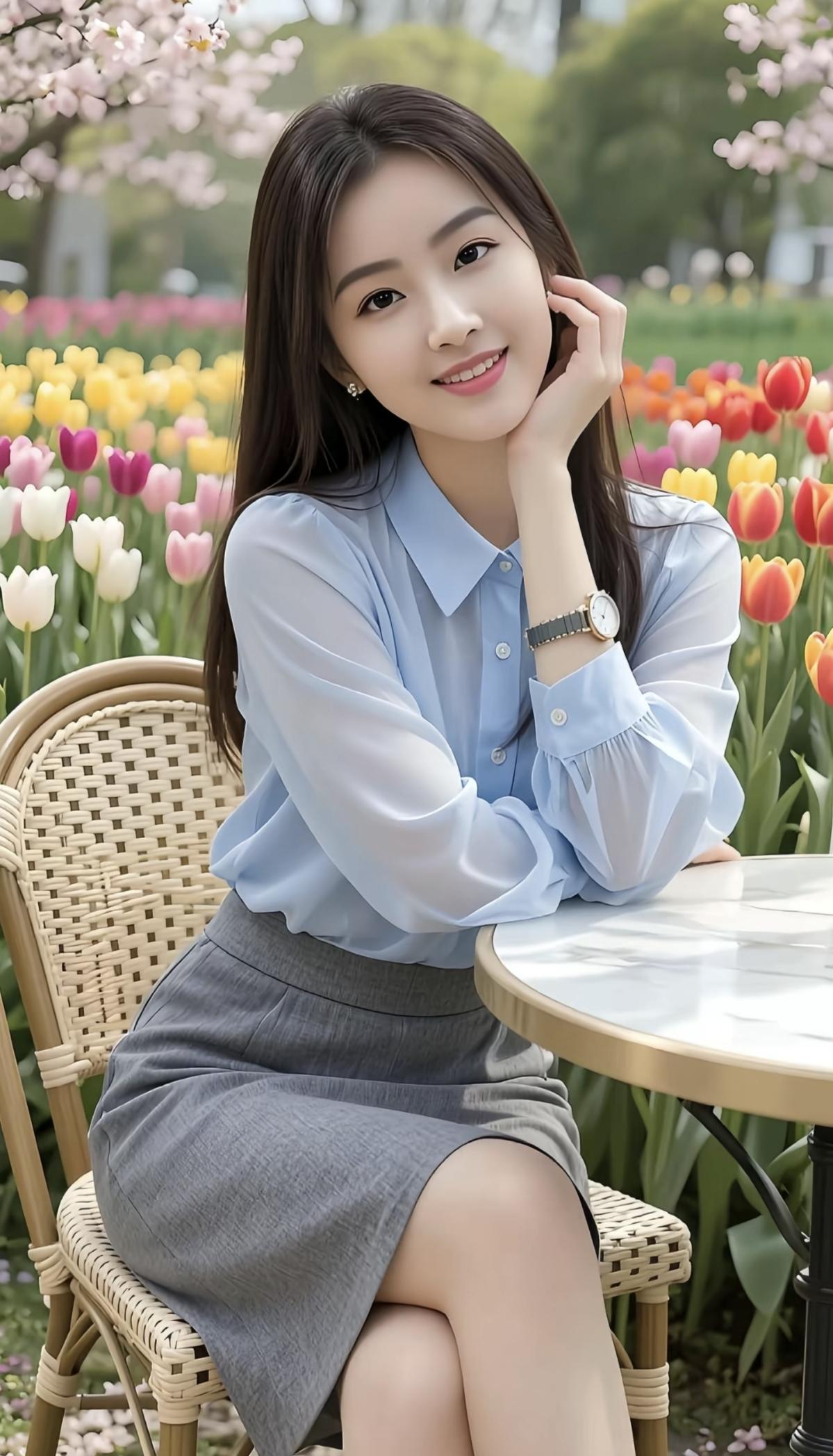 花间美人坐，笑语入春光。