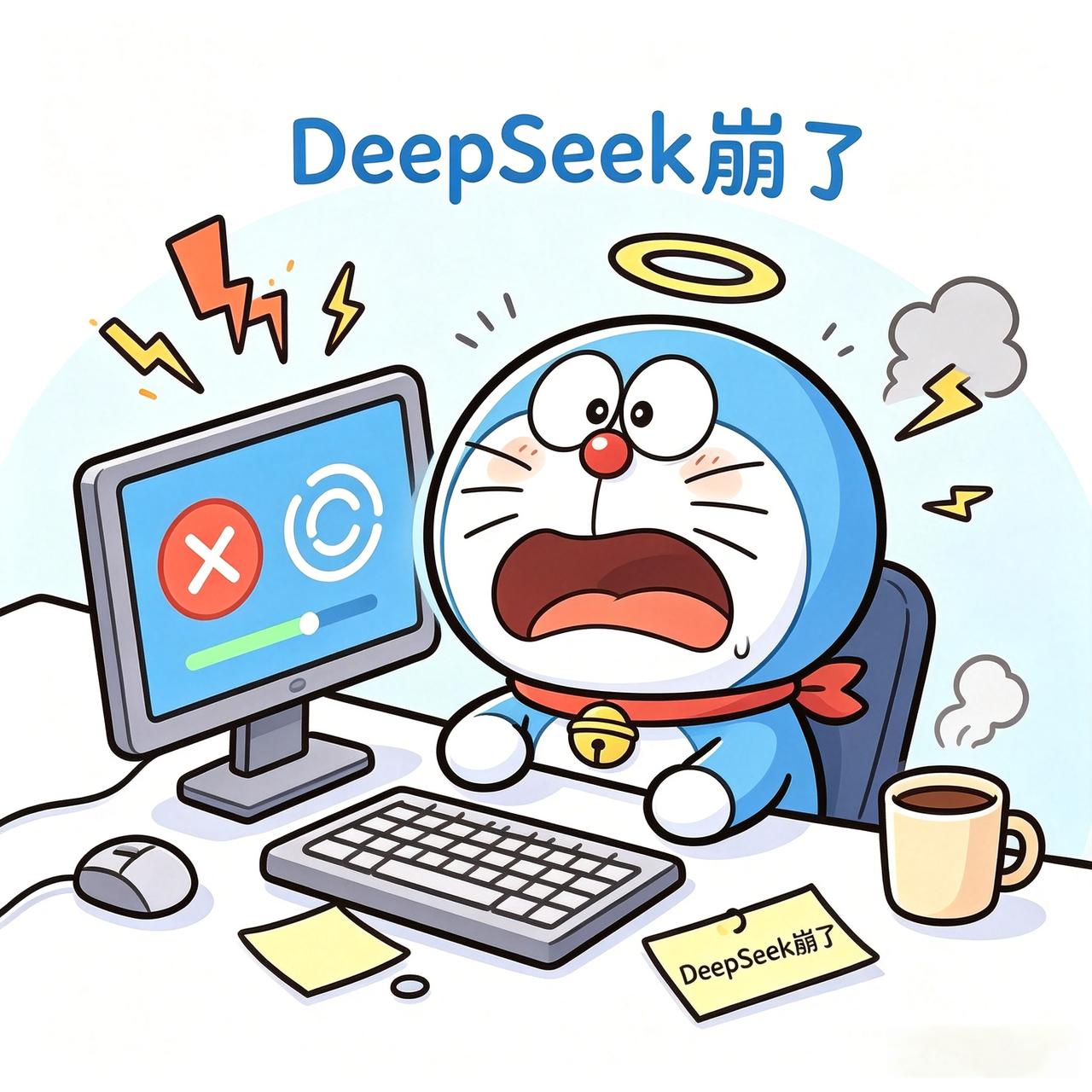 DeepSeek一崩，全网程序员集体进入“人工智障”模式。刚才还在聊人工智能