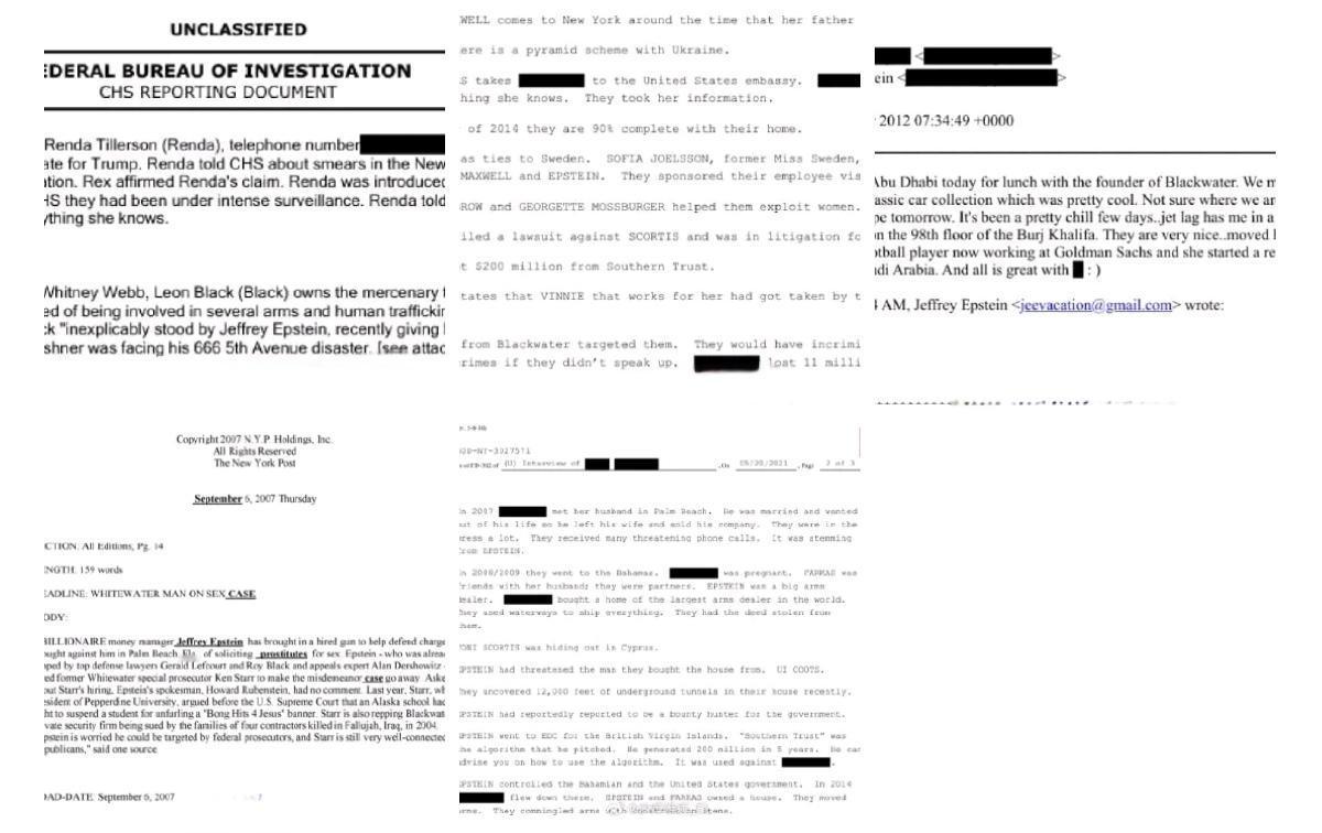 爱泼斯坦与黑水公司创始人：2020年，联邦调查局在爱泼斯坦的密档中发现一份文件