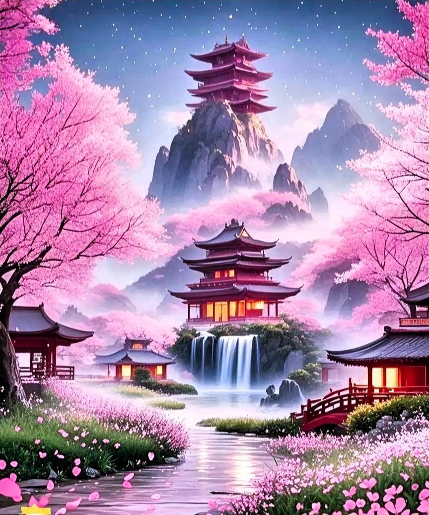 夭桃粉艳闹春潮，玉瓣纷飞荡九霄。香气飘摇盈瀚海，………………[啤酒][万柿