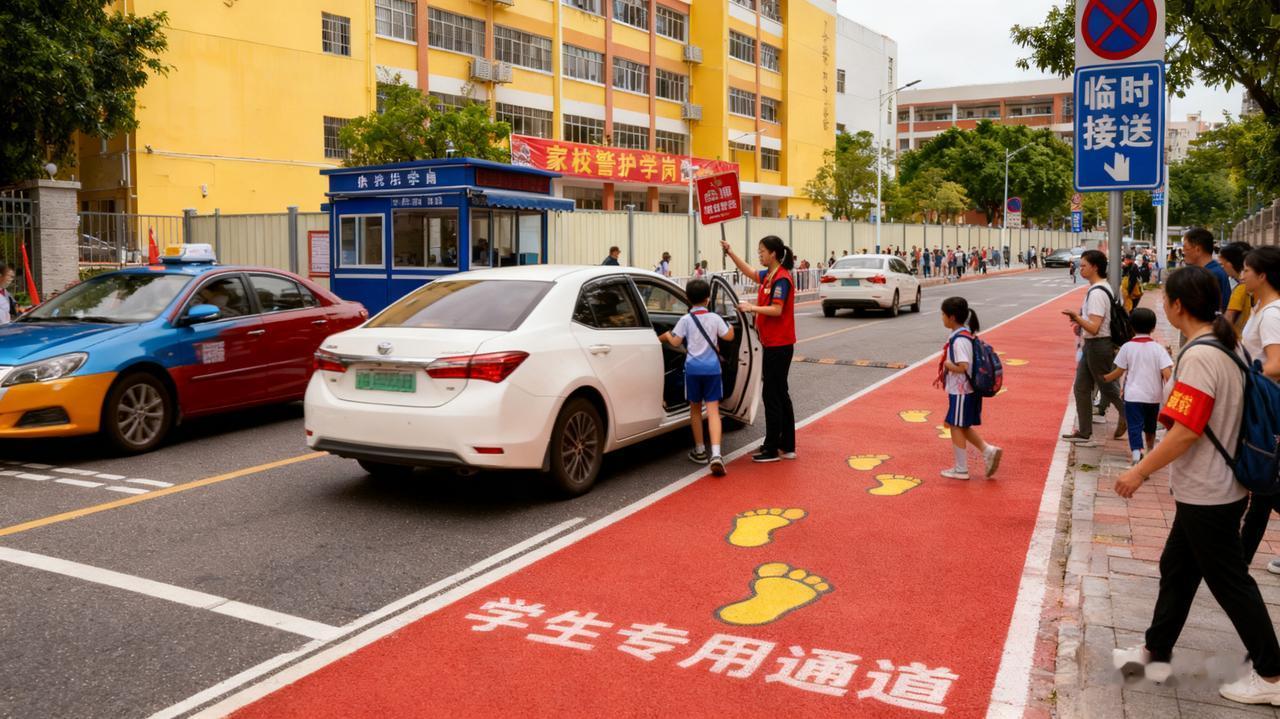 校园周边交通治理改善早晚接送不堵了！广州、长沙新增“学生专用通道”，接送时