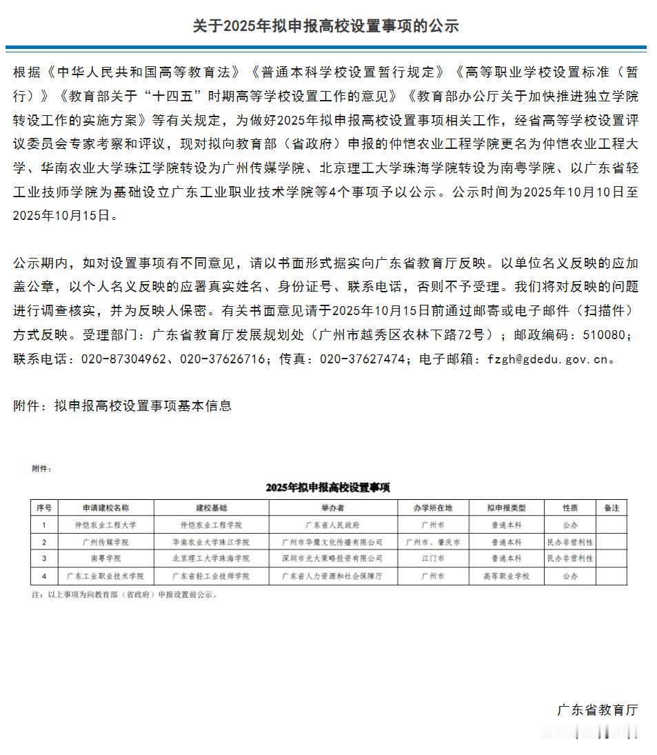仲恺拟更名大学！北理珠拟更名南粤学院！经省高等学校设置评议委员会专家考察和评议