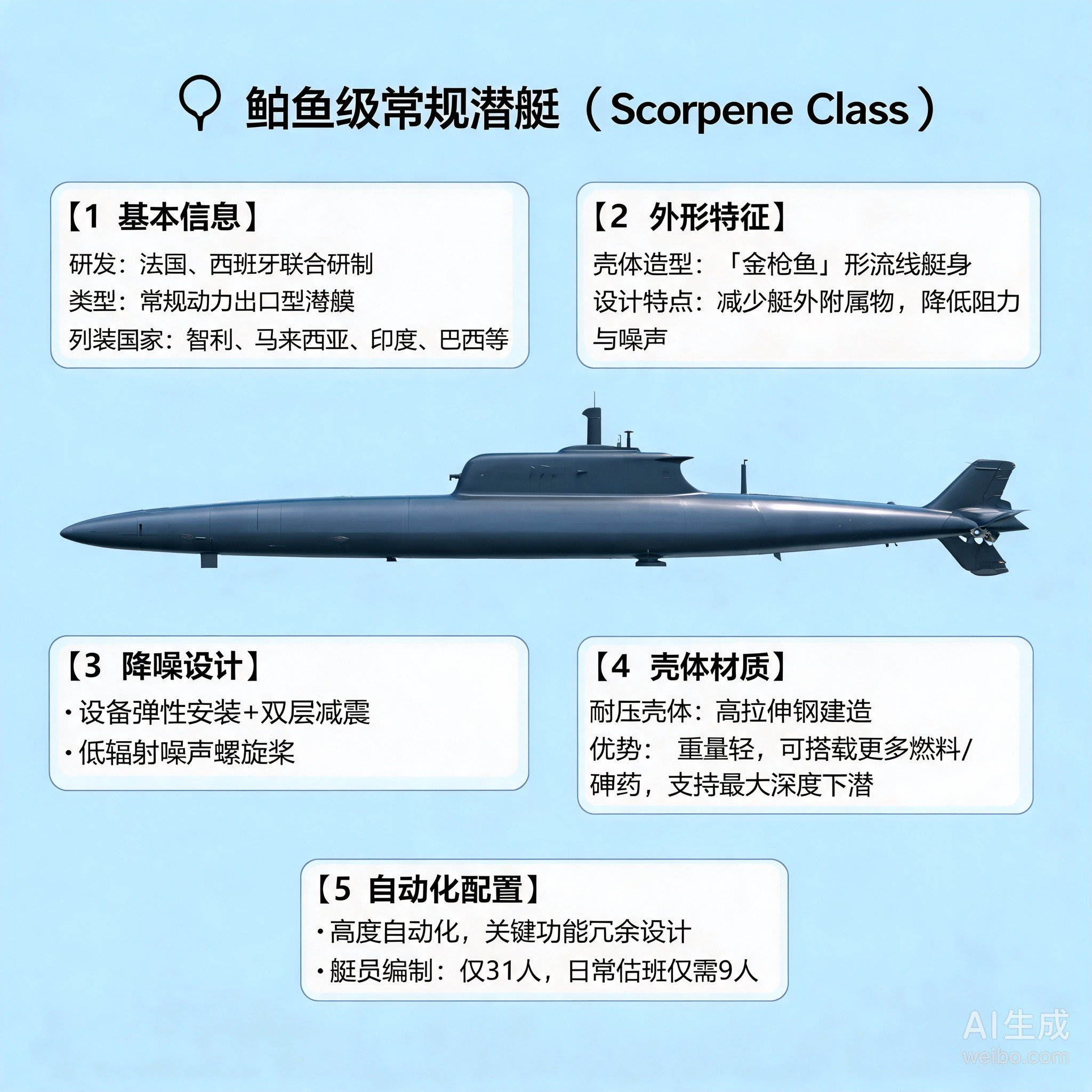 军事ai新视野法国/西班牙“鲉鱼”级常规潜艇“鲉鱼”级潜艇（Scorpène