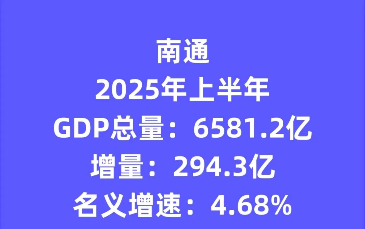 还以为南通GDP上半年要“歇菜”，结果还行，上半年南通GDP6581亿元，增量2