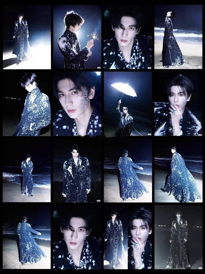 张凌赫ELLE盛典造型路透，大背头造型在海边都快被吹成新发型了[doge]​​