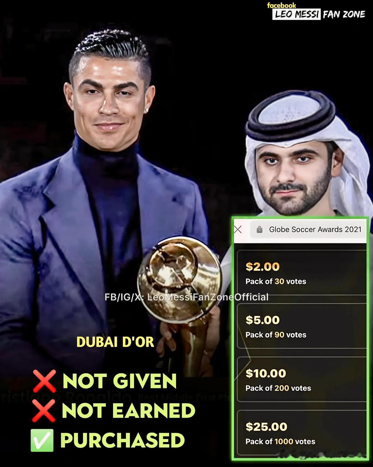 🚨关于环球足球奖（又名迪拜金球奖）的5个重要事项：✅迪拜金球奖由克里斯蒂亚