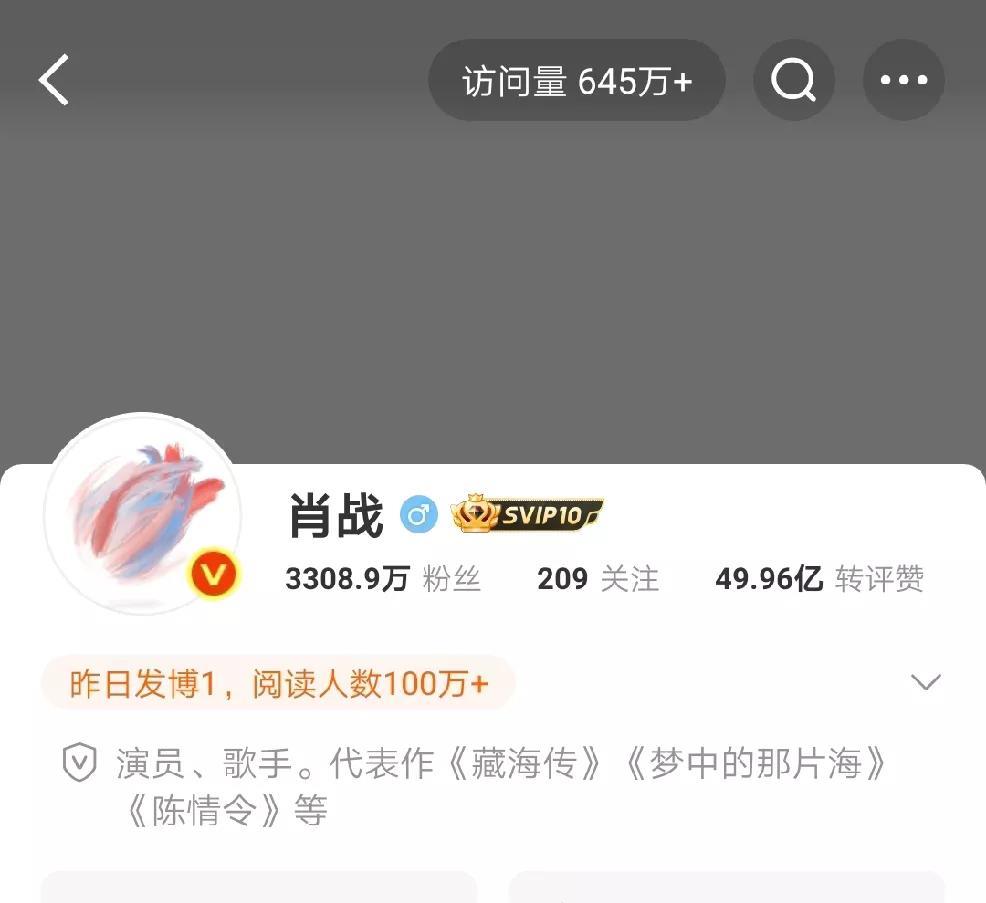 #肖战主页访问量645万#