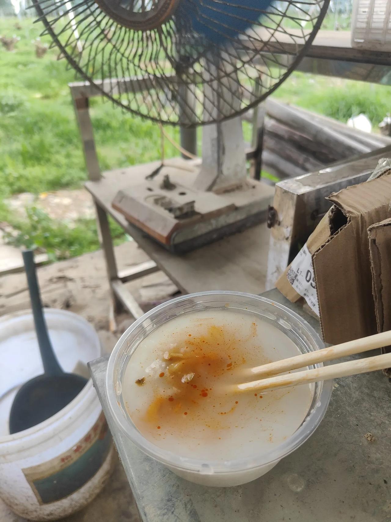 这就是广西人六七十年代吃的田头粥，八九十年代也常带到地里吃，干活累了肚子饿了，就