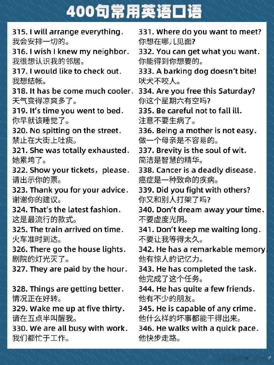 超实用的400句常用英语口语，背熟它们，口语无敌！​​​