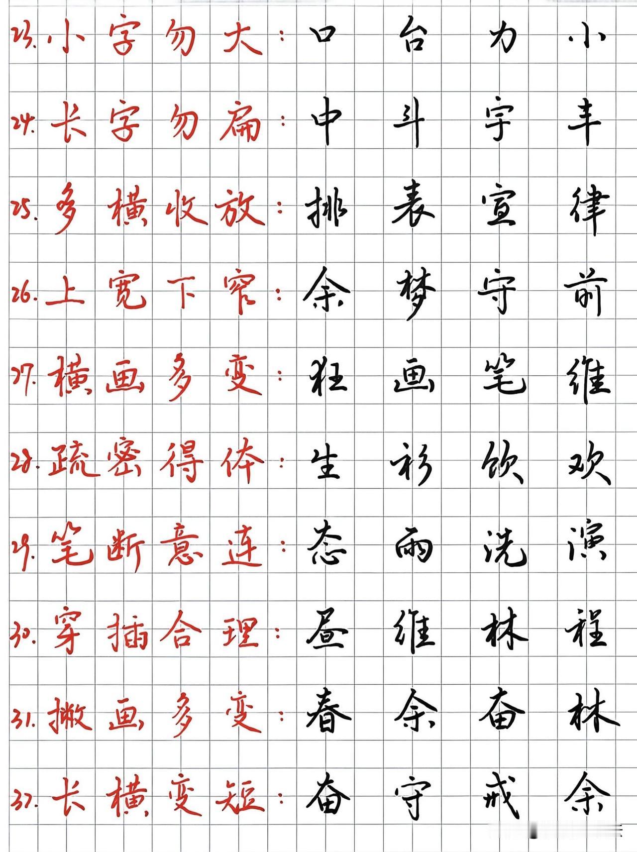 练好行楷不用盲目苦练，吃透这32个书写规律就够了。从牵丝连带、以圆代方的用笔技