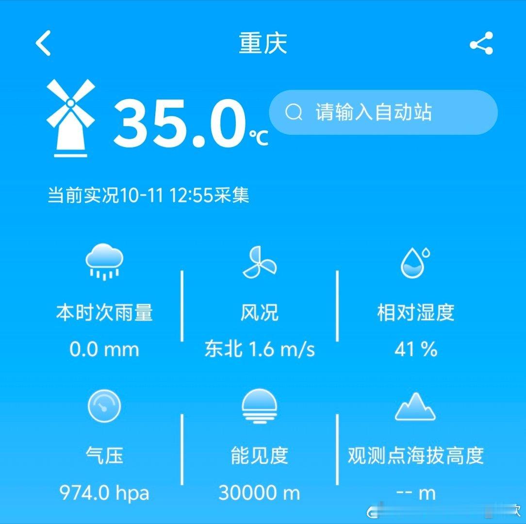 【重庆高温】今天中午12时55分，重庆沙坪坝35℃，拿下今年第70个高温日。这应