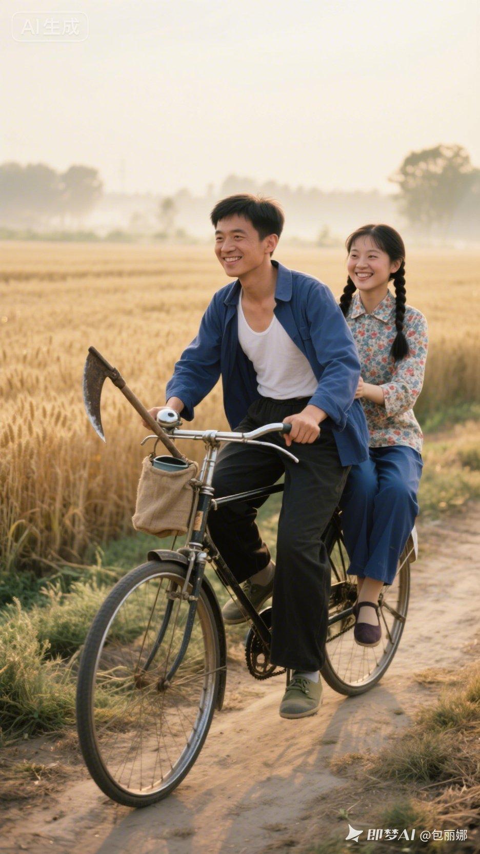 🚴‍♂️🚴‍♀️金秋田野，情侣共享美好时光，笑语盈盈，岁月静好。