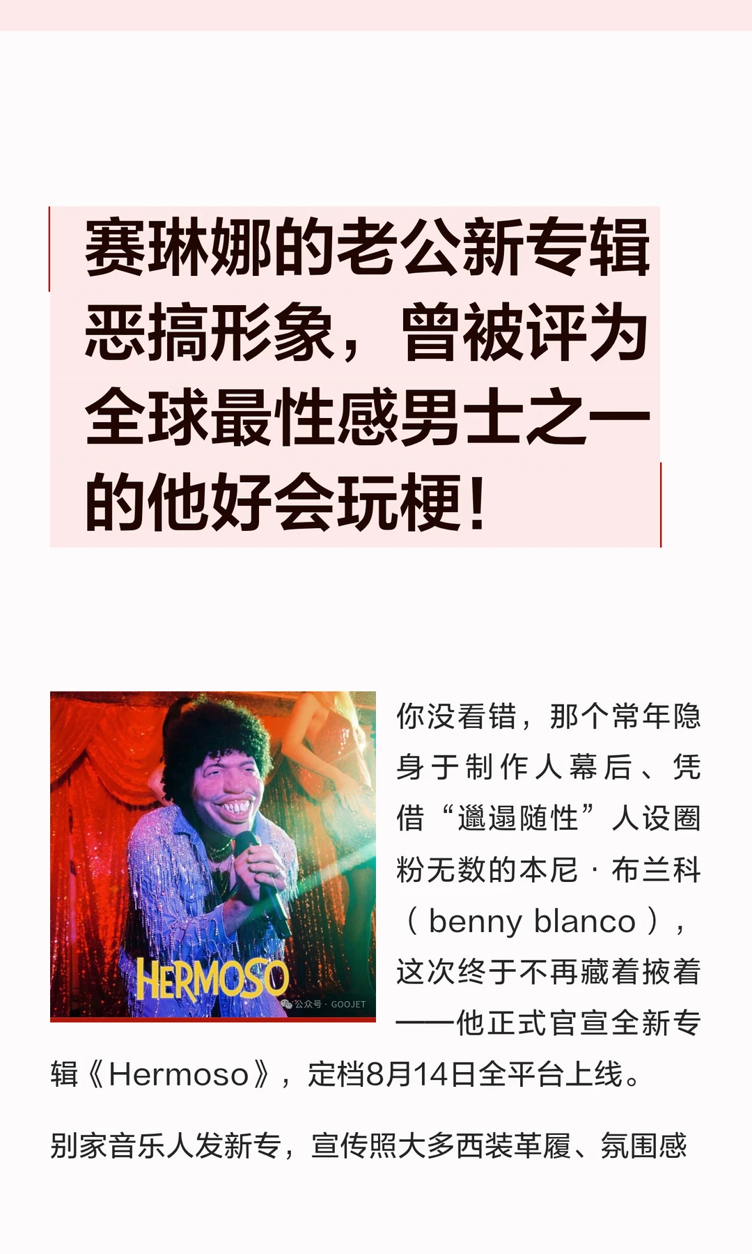 赛琳娜的老公新专辑恶搞形象