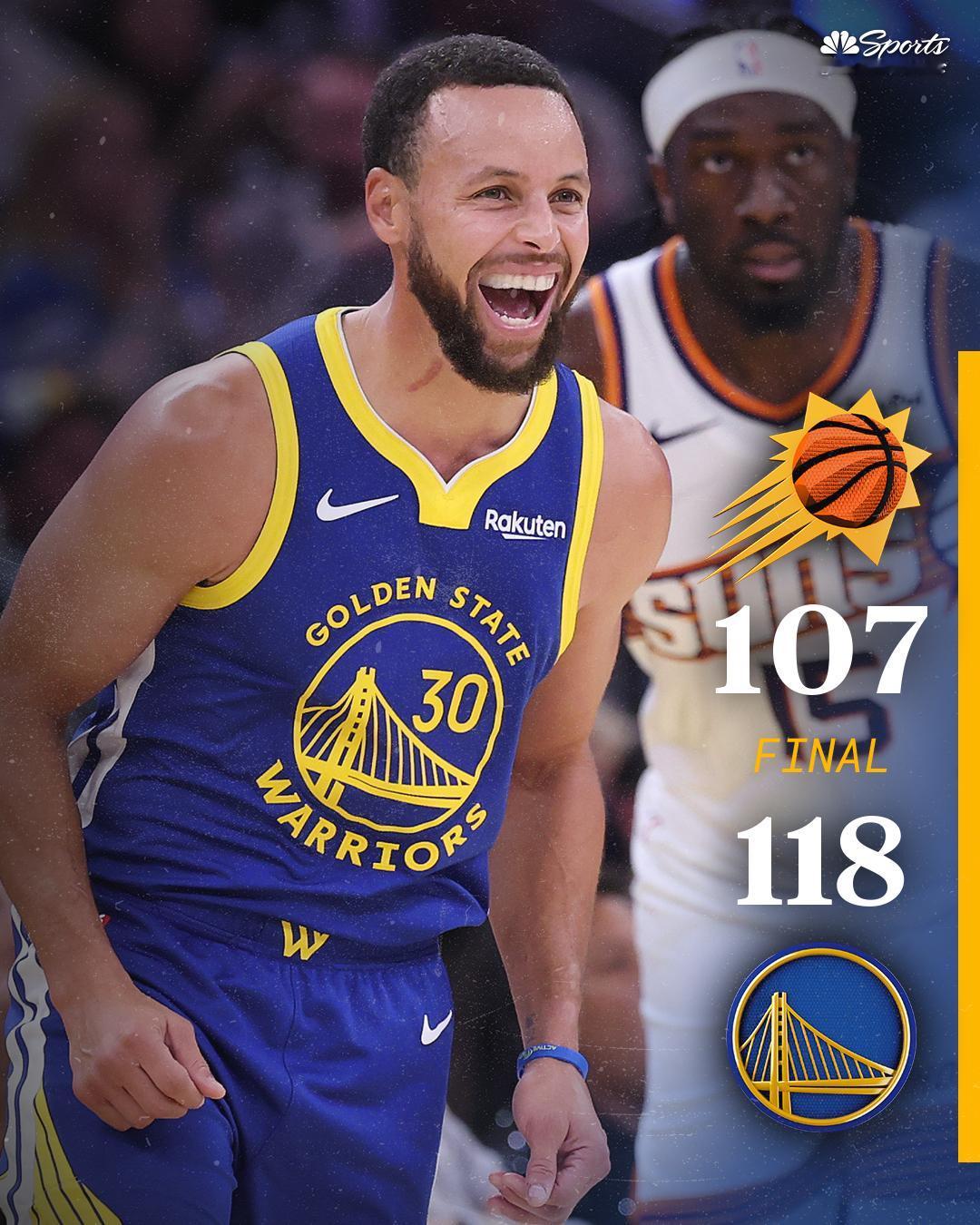 勇士118-107太阳，终止2连败，赛后给勇士队员评分1、库里——9分（末节