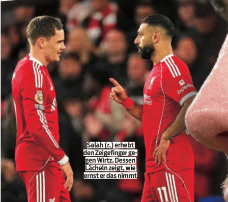 体图: 维尔茨对萨拉赫暂较为克制;利物浦将其视作未来领袖