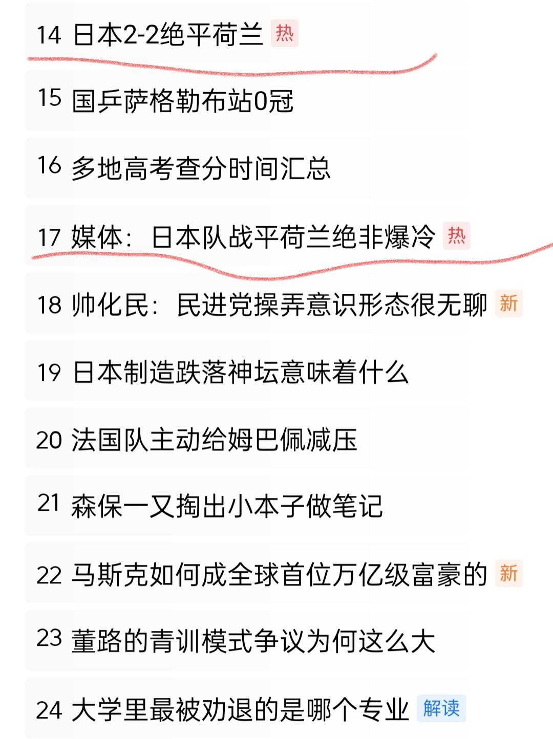 世界杯相关内容上点热搜可以理解，但为什么小日子相关内容也能上热搜？还不止一个？居