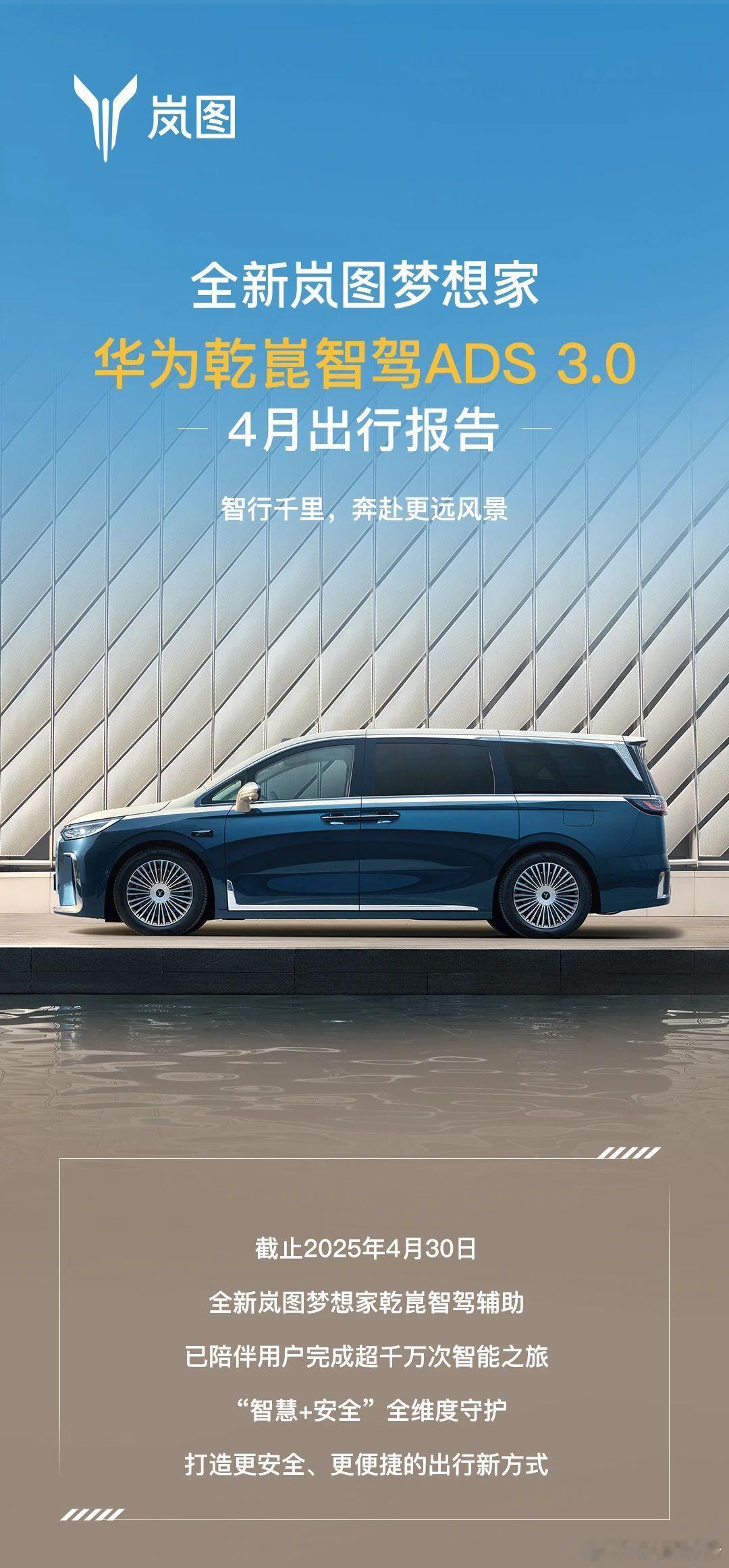 一图读懂全新岚图梦想家4月乾崑智驾ADS3.0出行报告！​​​