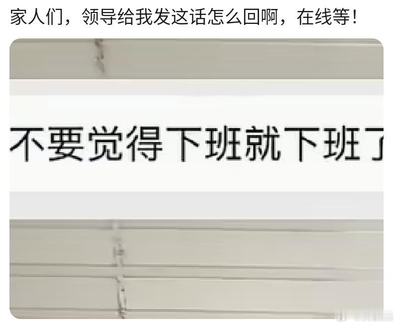 家人们，收到领导发来一句：不要觉得下班就下班了。该如何“高情商”回复？
