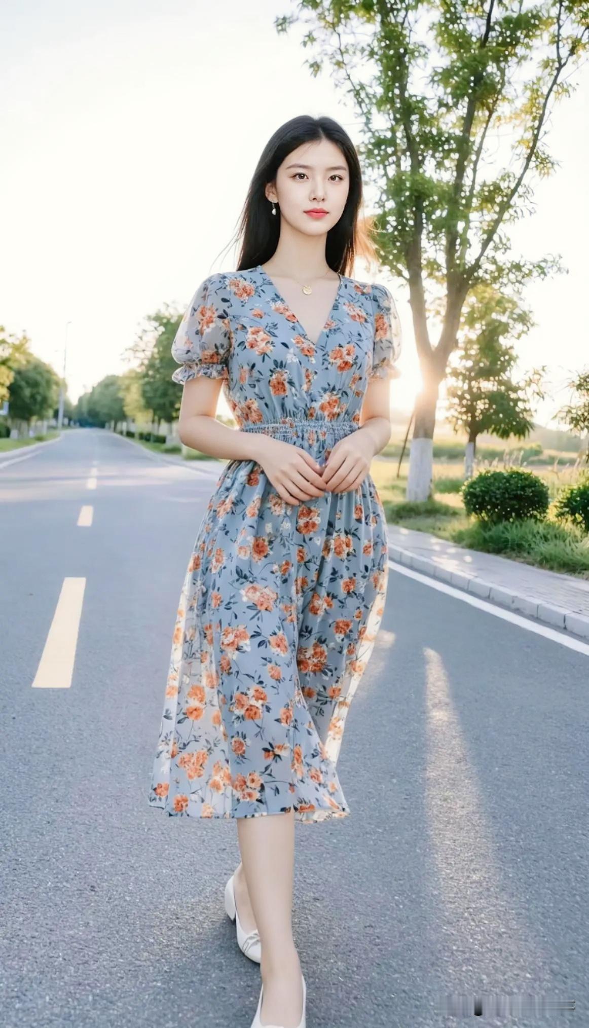 穿碎花裙的张京