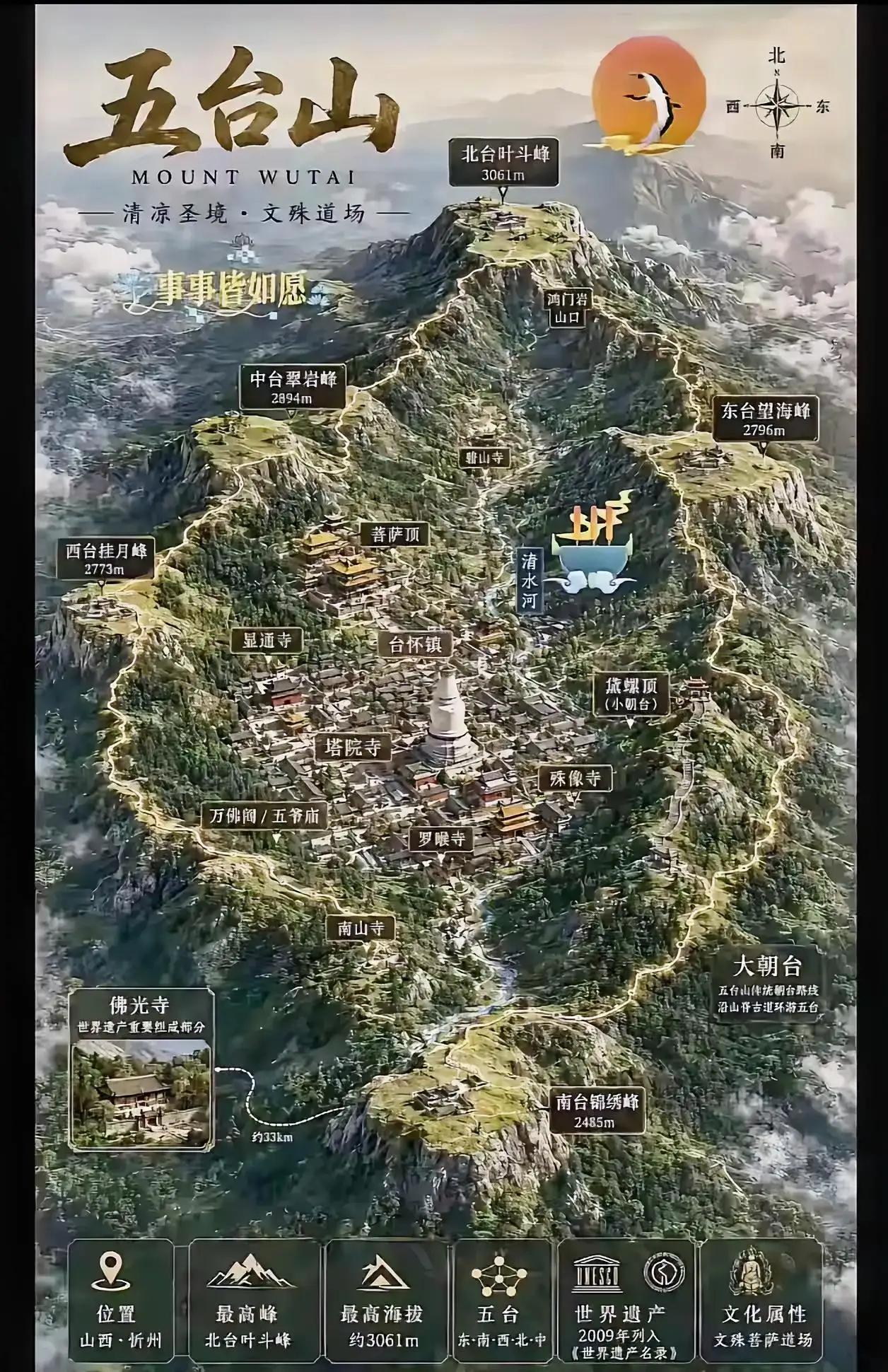 这是山西五台山的立体地图。记得1985年夏天，我们坐大卡车到五台
