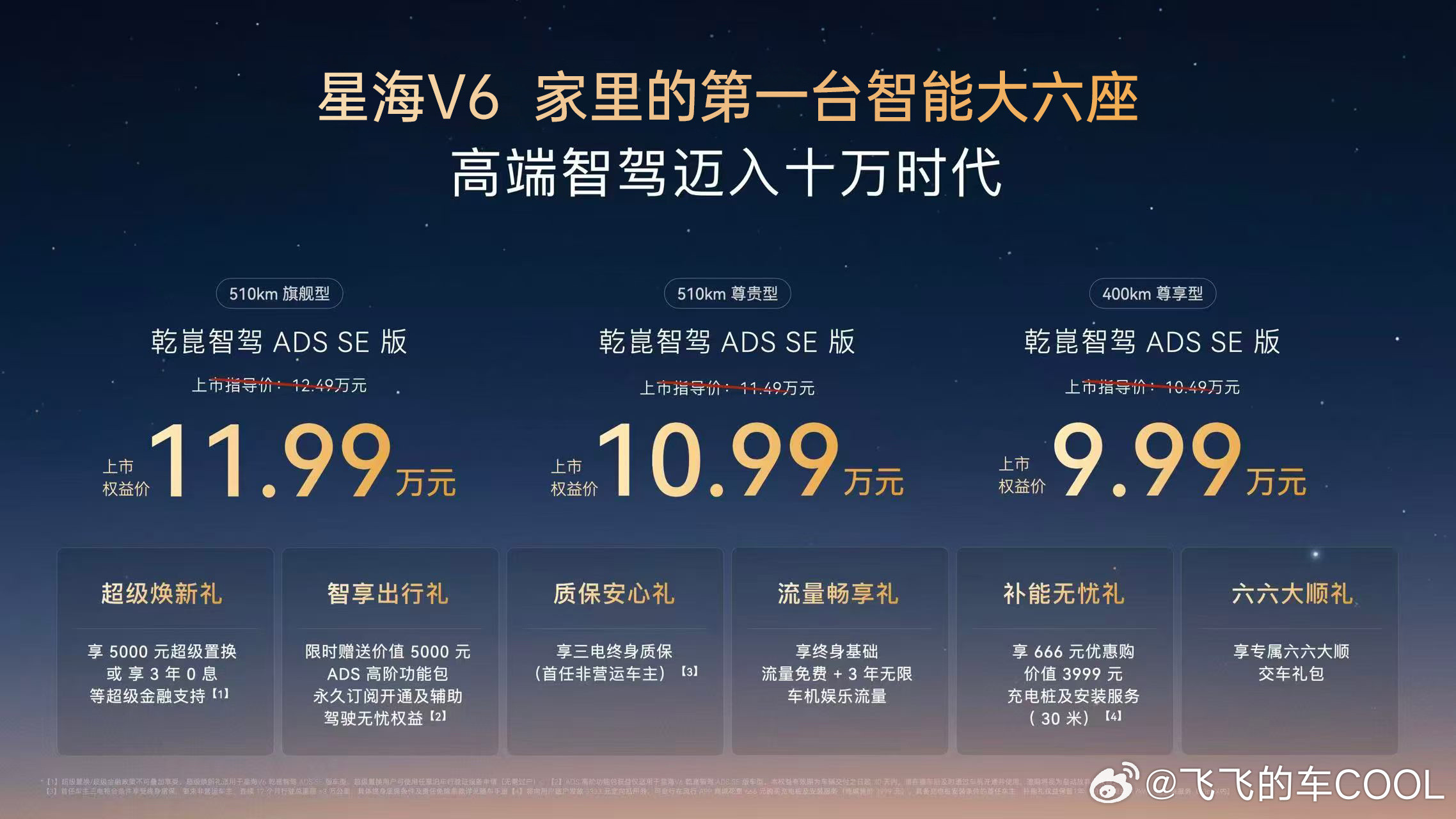 #飞飞报道新车#星海V6乾崑智驾ADSSE版正式上市上市权益价9.99万元-11.99万元10万级唯