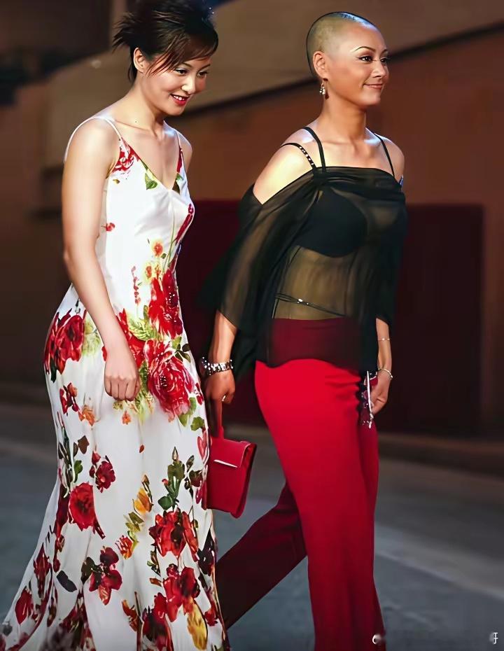 早年，宁静与大陶虹走红毯时的一幕，当时宁静的光头造型惊艳了在场的所有人