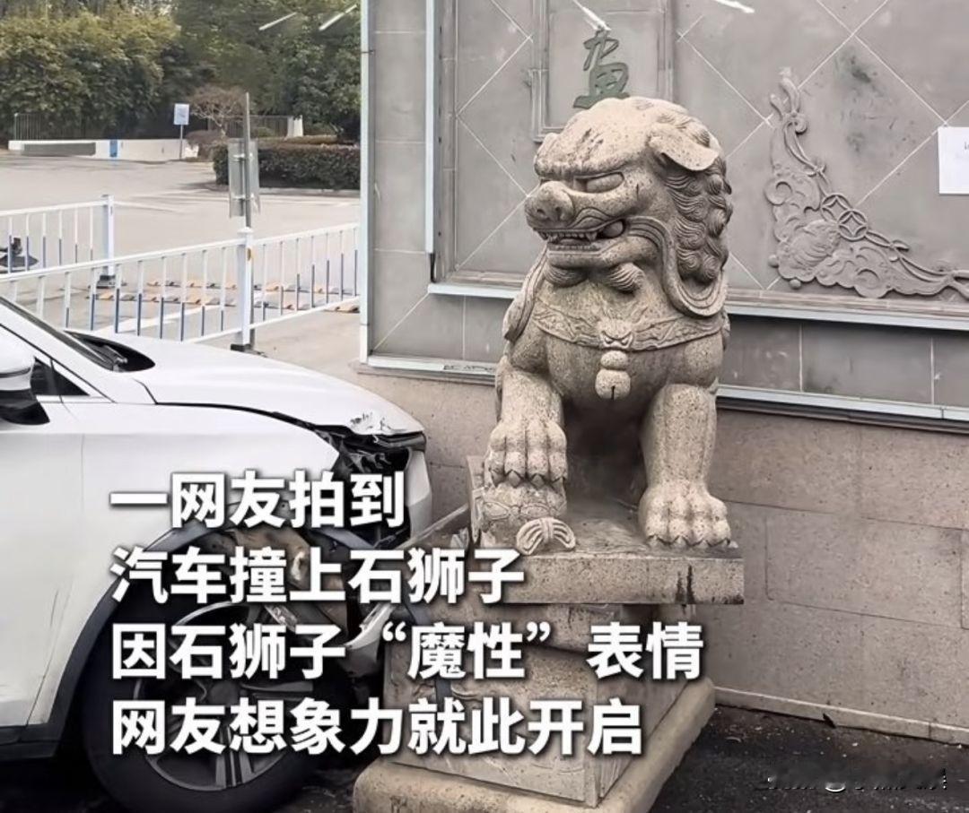 这石狮子啥表情哦！