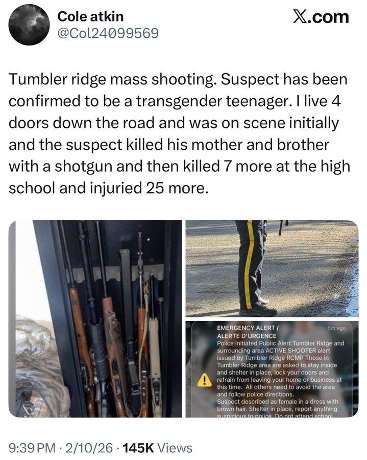 至少35人死伤：加拿大爆发最惨重枪击案，枪手据传是变性男子！说实话，提到校园