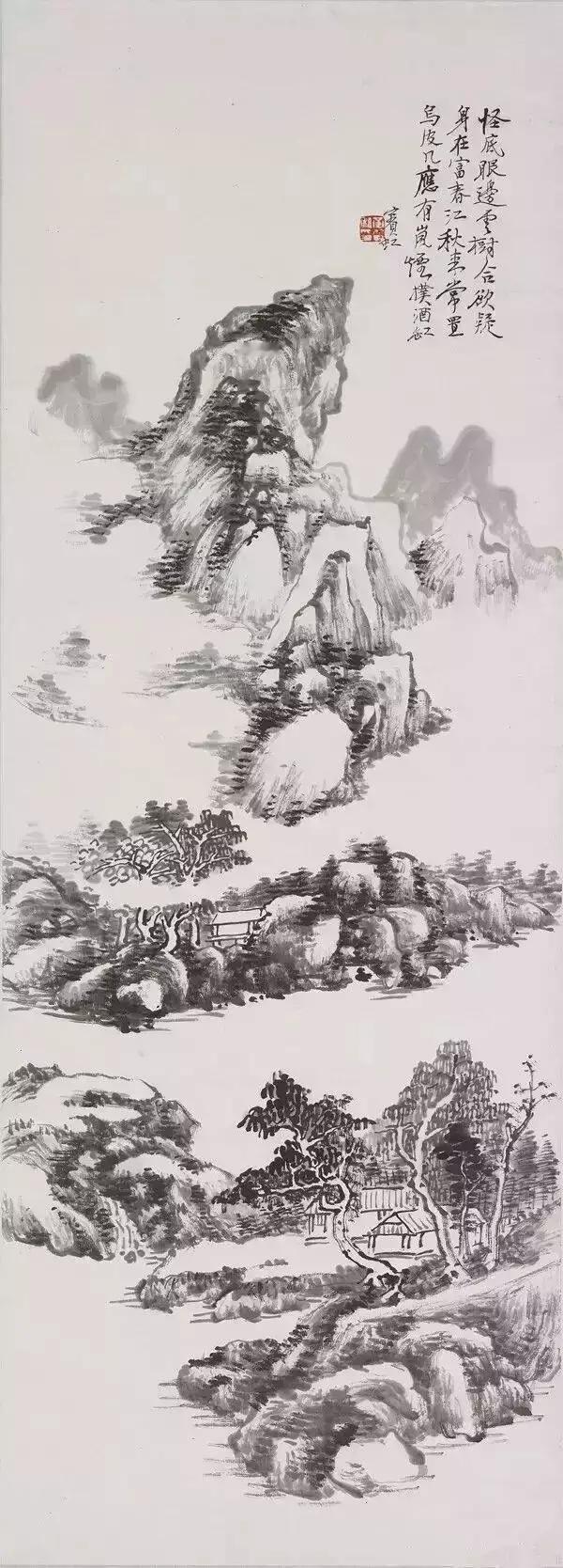 黄宾虹富春秋色。黄宾虹（1865~1955），现代杰出画家。原籍安徽歙县，出生