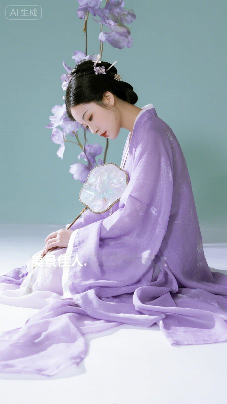 古风美人，沉思中的优雅
