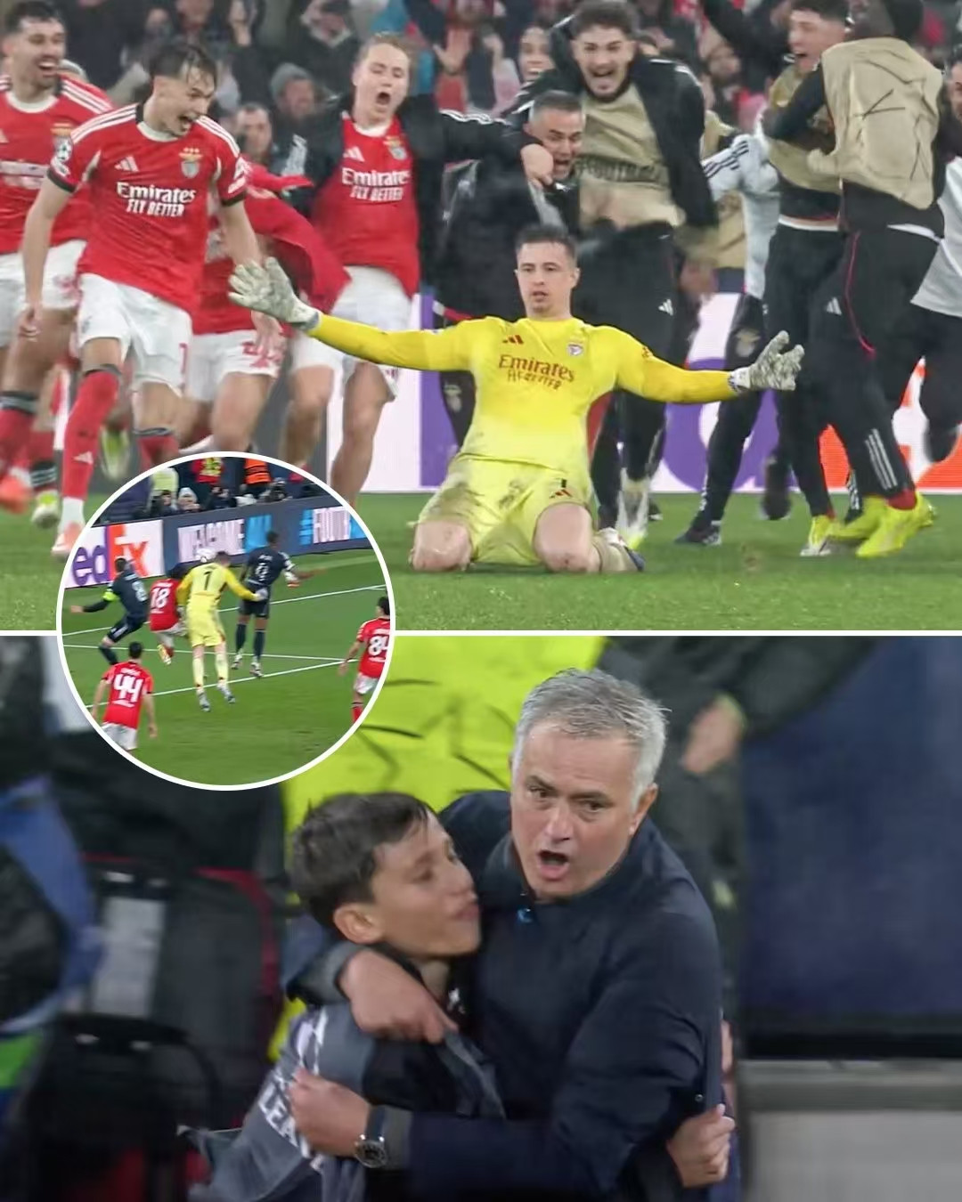 玩的就是心跳！今晨，欧冠联赛第8轮，穆里尼奥带领本菲卡主场4:2击败皇马，以