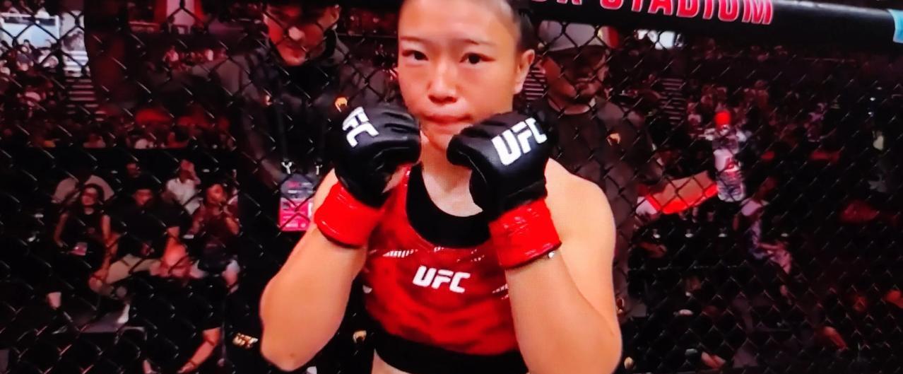 石铭与布鲁娜.布拉西尔的UFC格斗比赛结束了，两人打满3回合，布拉西尔点数获胜。