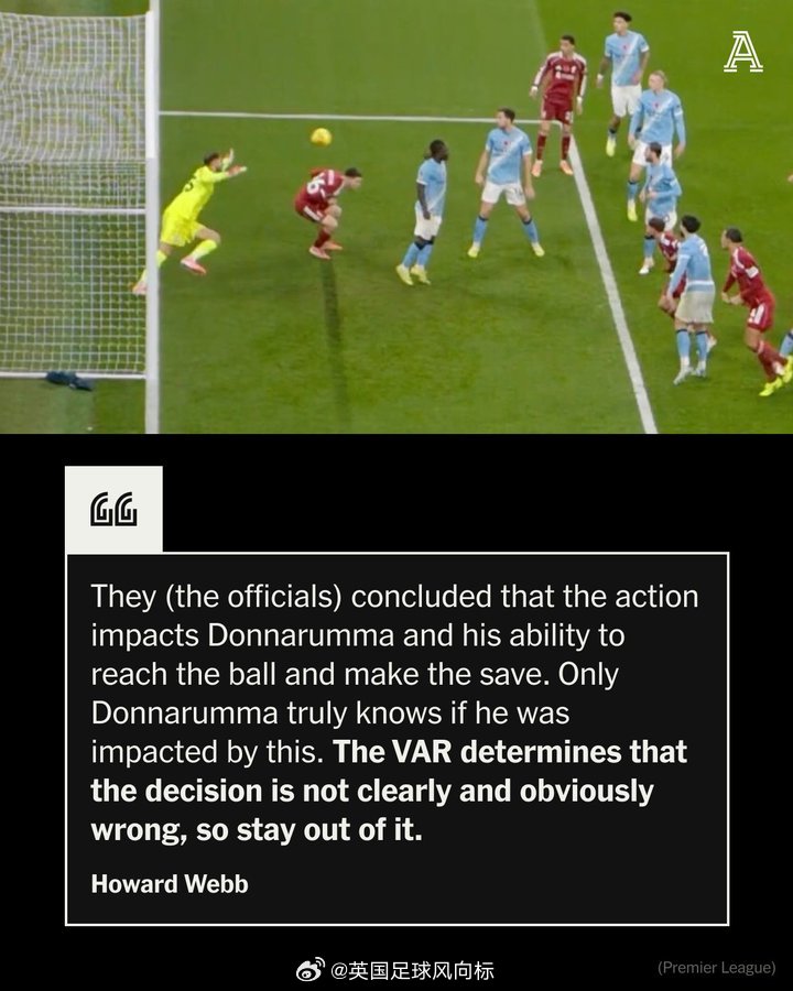 【利物浦进球为何被判越位】英超联赛裁判机构负责人霍华德-韦伯，为周日利物浦0-3